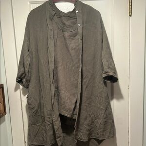 Olive Green textured long sleeveless tank with Jacket